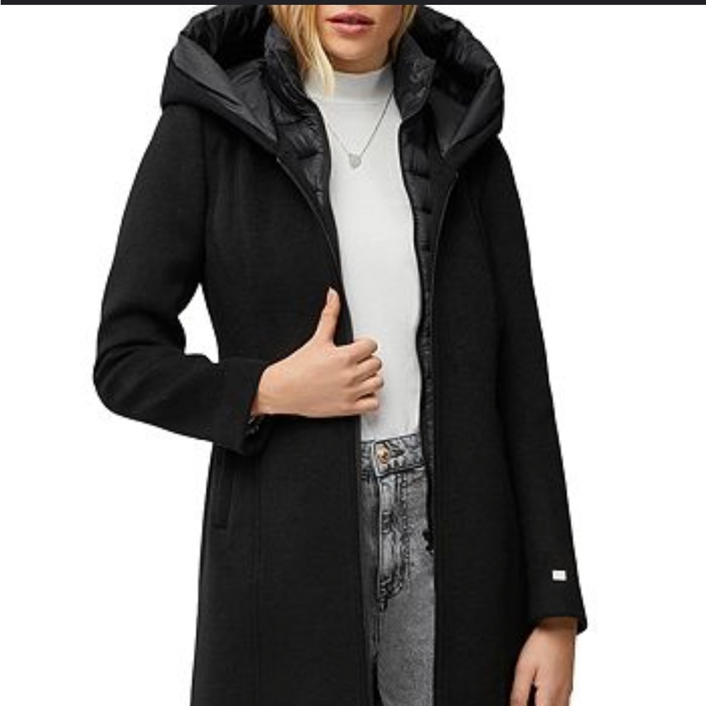 SOIA & KYO Jessica Hooded Wool Blend Coat with Bib